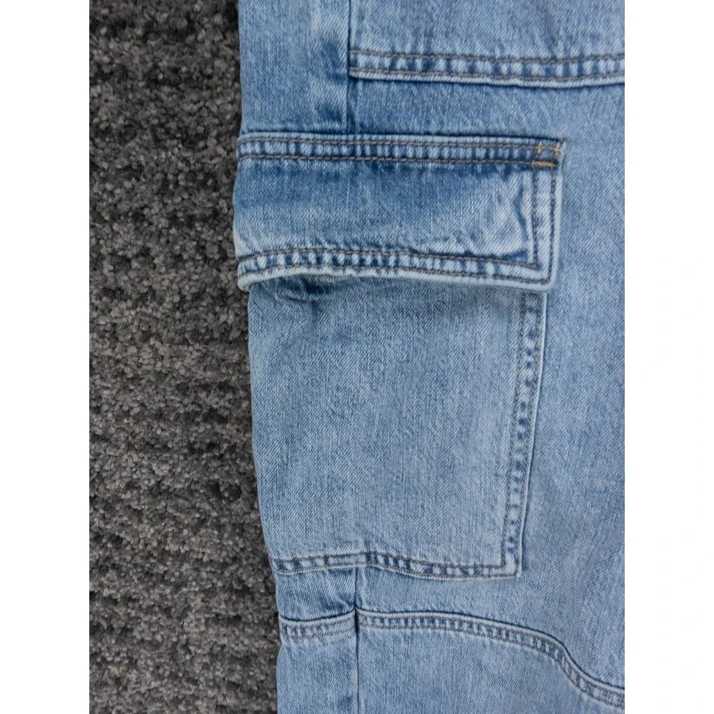 American Eagle Cargo Joggers Womens 4 Blue Stretch Distressed Denim Outdoor